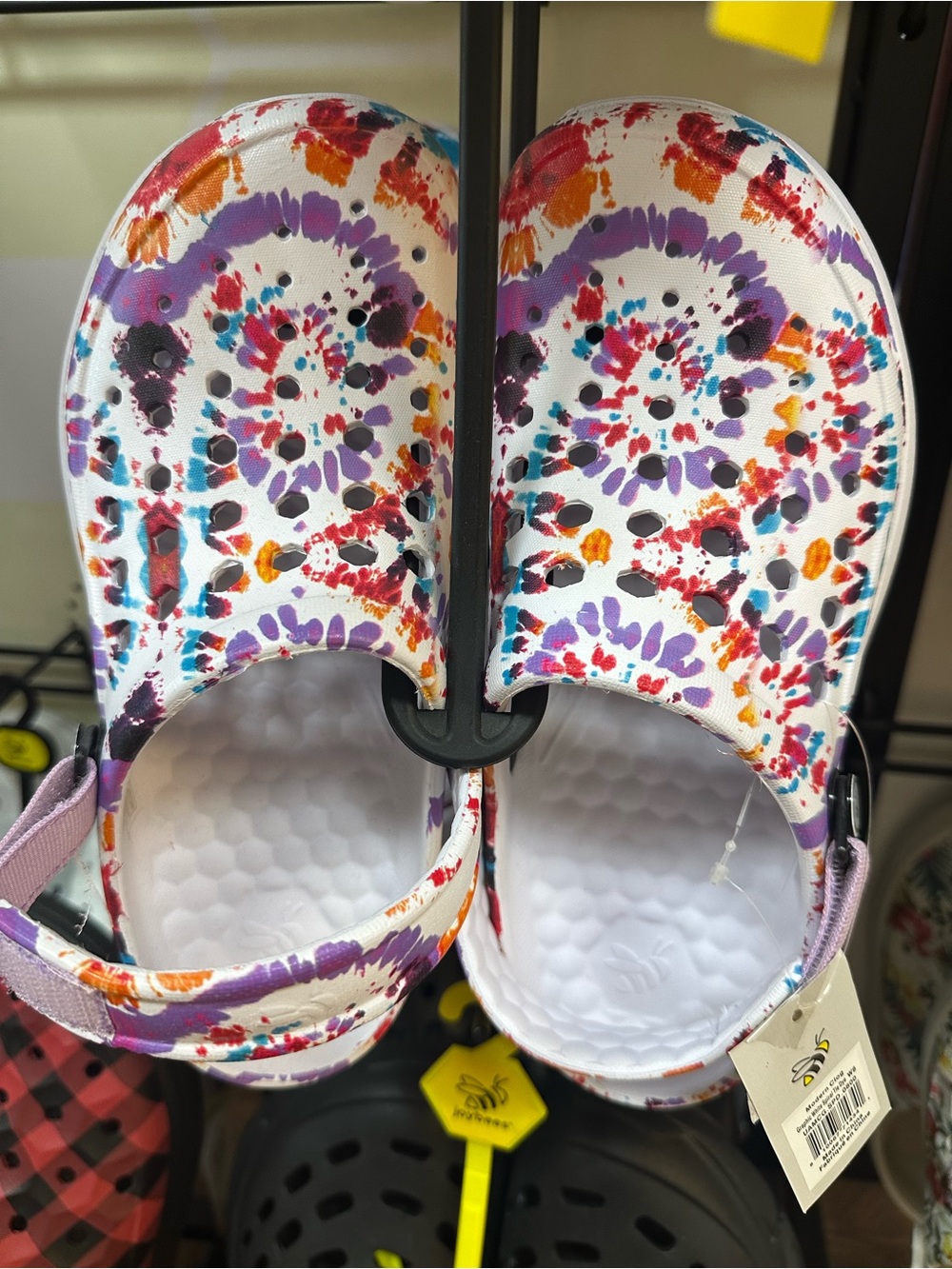 Adults White Tie-Dye Pattern Clog Sandals